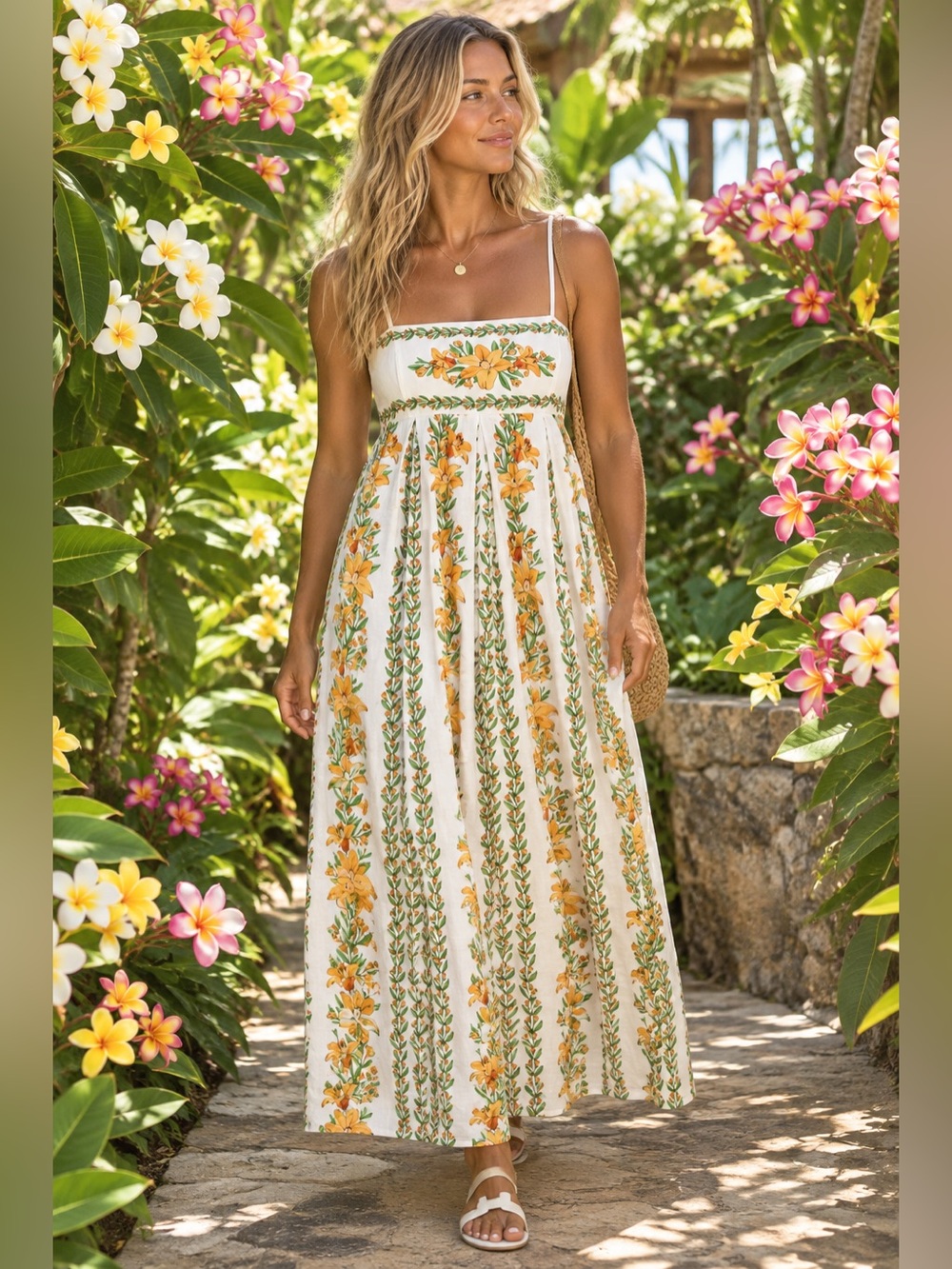Maison D’Amelie Tropical Lightness Maxi Dress Yellow Floral Size M ( Farm Rio )